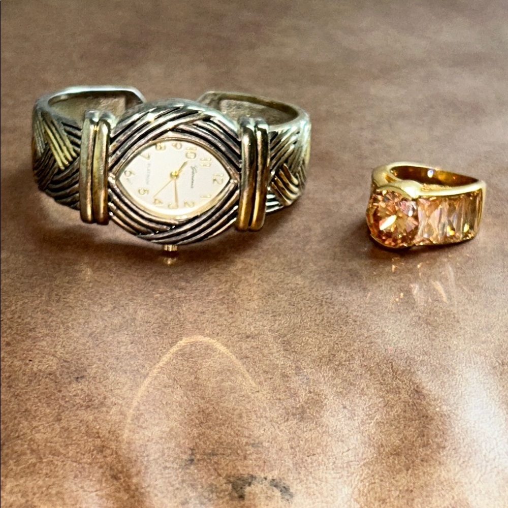 VINTAGE Geneva watch Elegant Gold and Silver Women's Jewelry Set used
